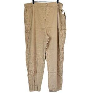 NWT Abound Beige Tan Khaki Casual Elastic Waist Pull On Pants - 2X